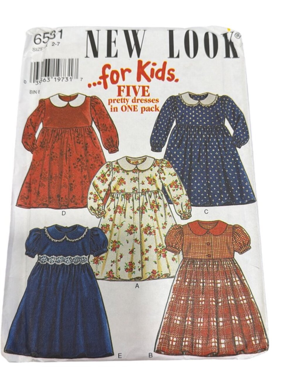 New Look Kids Dress Sewing Pattern #6581 Sizes 2-7 Five Unique Designs For Girls